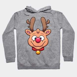 Cute Christmas Reindeer Face Hoodie